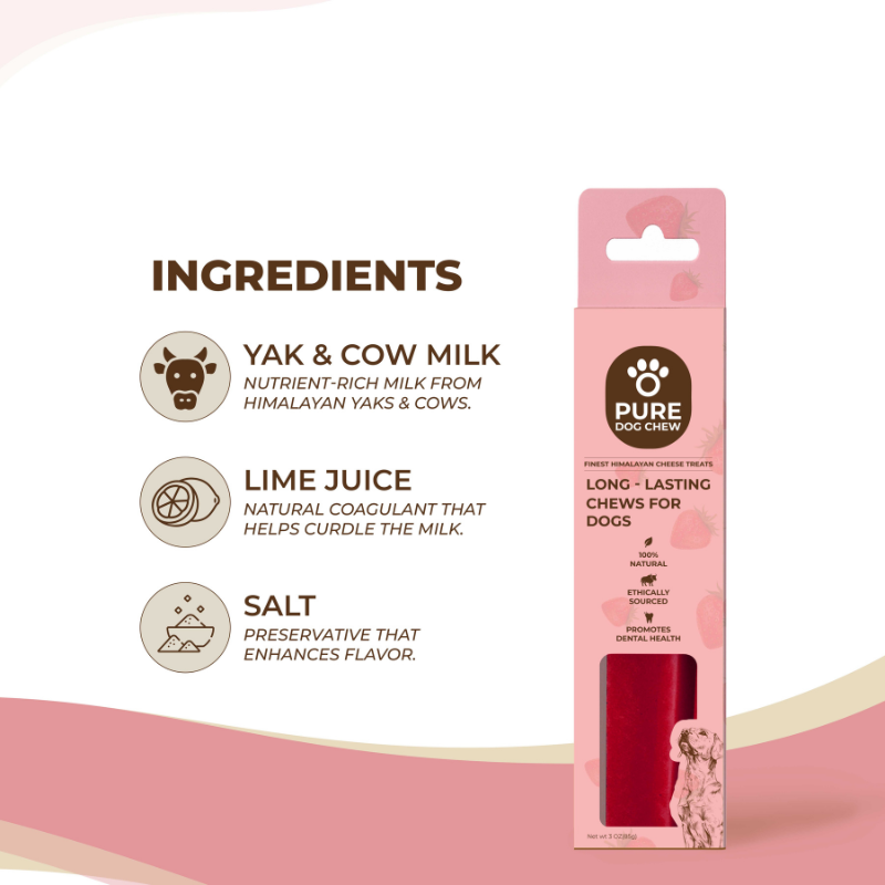 Strawberry Himalayan Yak Cheese Dog Chew โ 3 oz