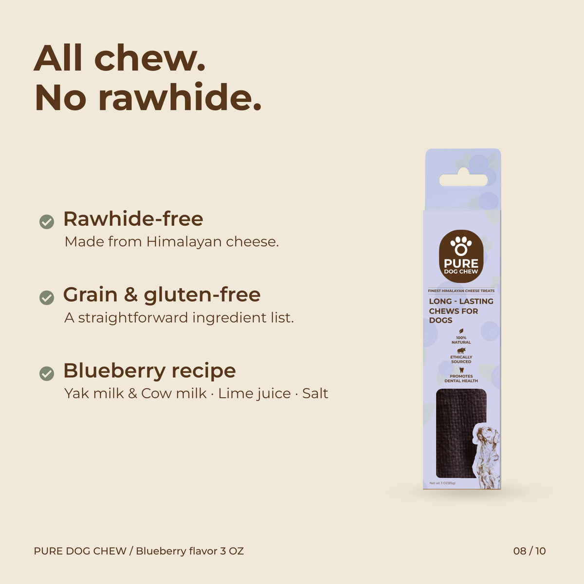 Blueberry Himalayan Yak Cheese Dog Chew – 3 oz