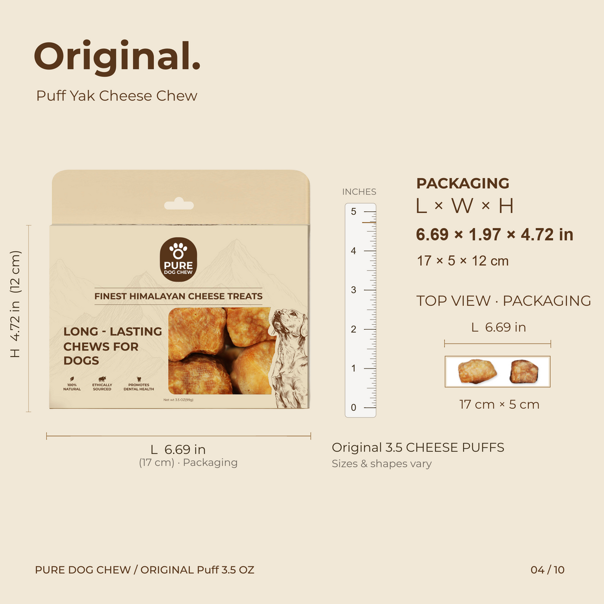 Puffed Himalayan Yak Cheese Dog Treats – 3.5 oz