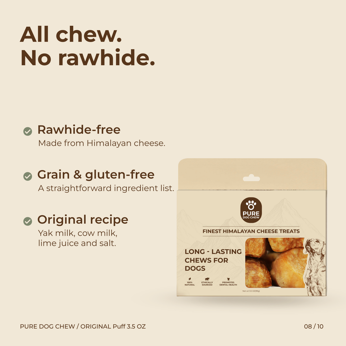 Puffed Himalayan Yak Cheese Dog Treats – 3.5 oz