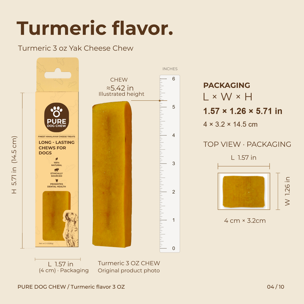 Turmeric Himalayan Yak Cheese Dog Chew – 3 oz