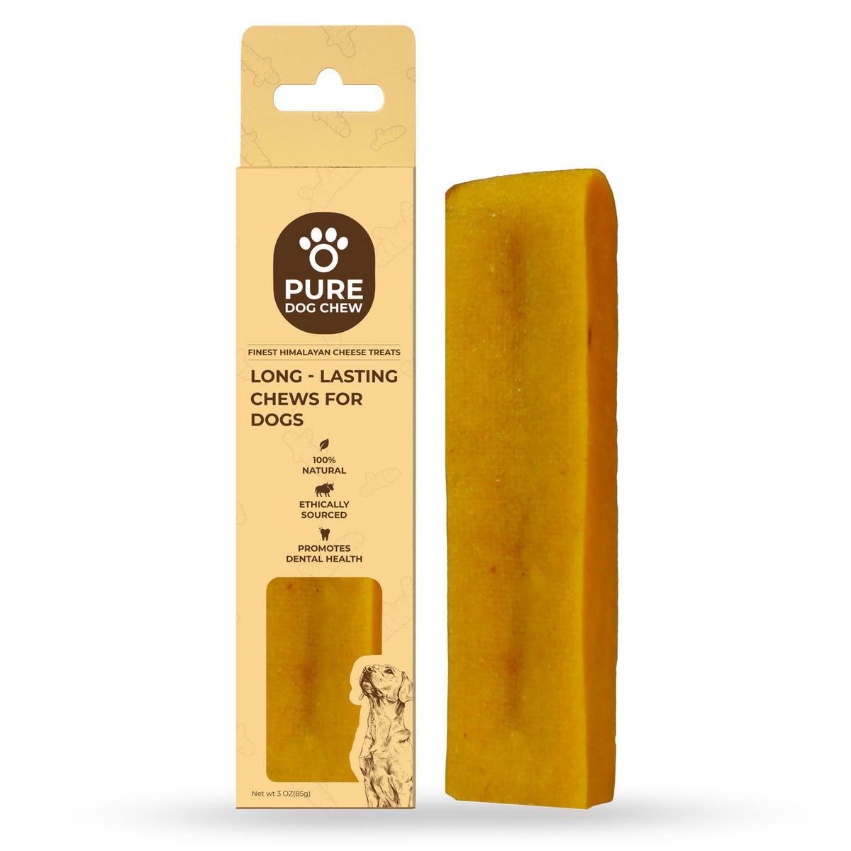 Turmeric Himalayan yak cheese dog chew package, 3 oz
