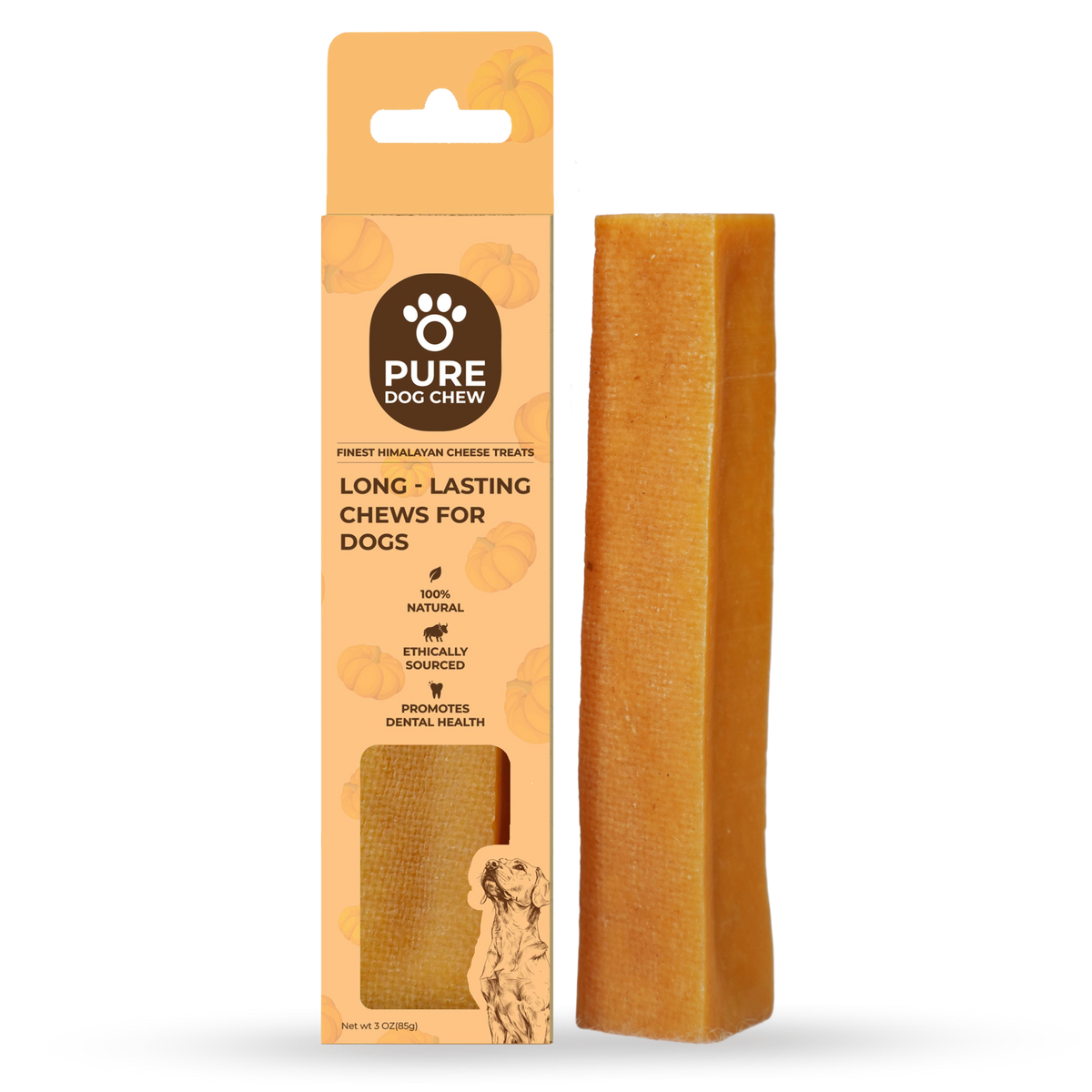 Pumpkin Himalayan yak cheese dog chew package, 3 oz
