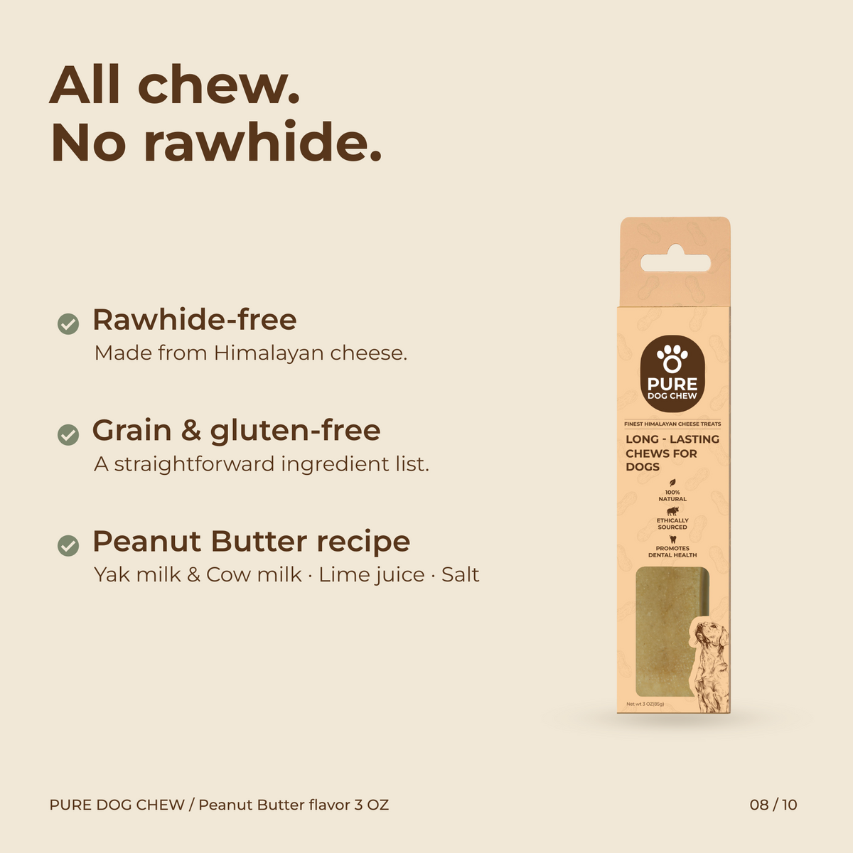 Peanut Butter Himalayan Yak Cheese Dog Chew – 3 oz