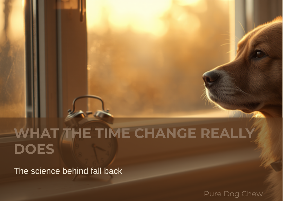 What the time change really does: the science behind fall back, a dog by a sunlit window with a clock