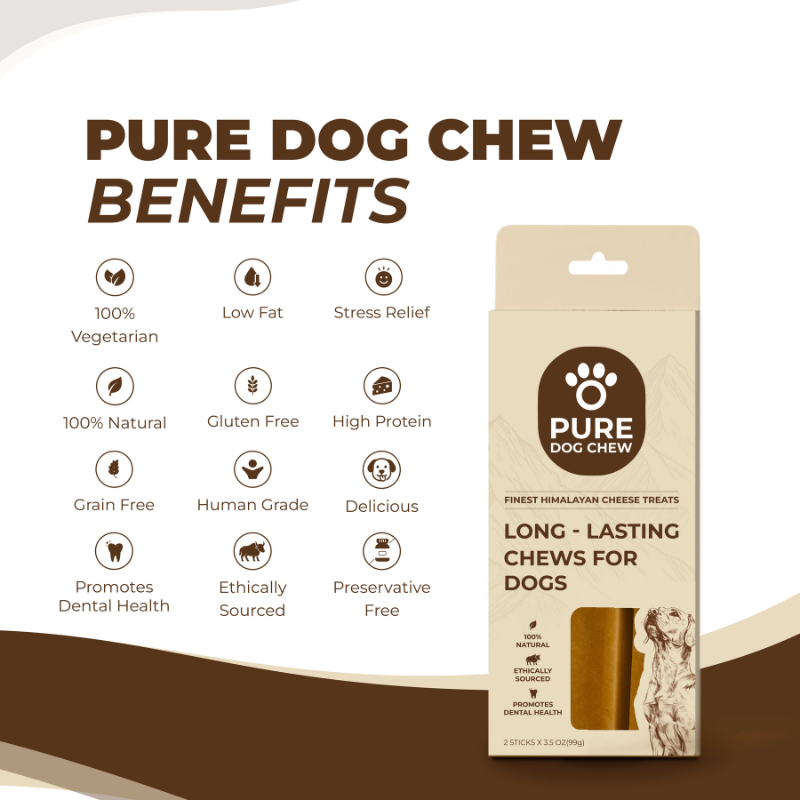 Original Himalayan Yak Cheese Dog Chews, 3.5 oz × 2 Sticks
