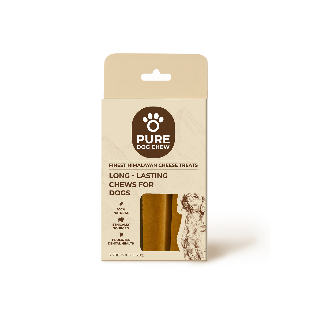 Original Himalayan Yak Cheese Dog Chews – 1 oz × 3 Sticks