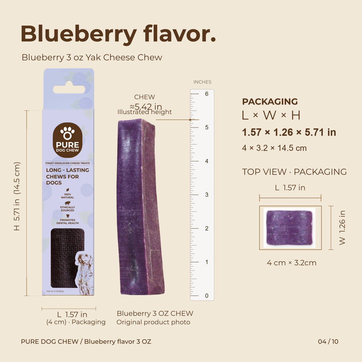Blueberry Himalayan Yak Cheese Dog Chew – 3 oz