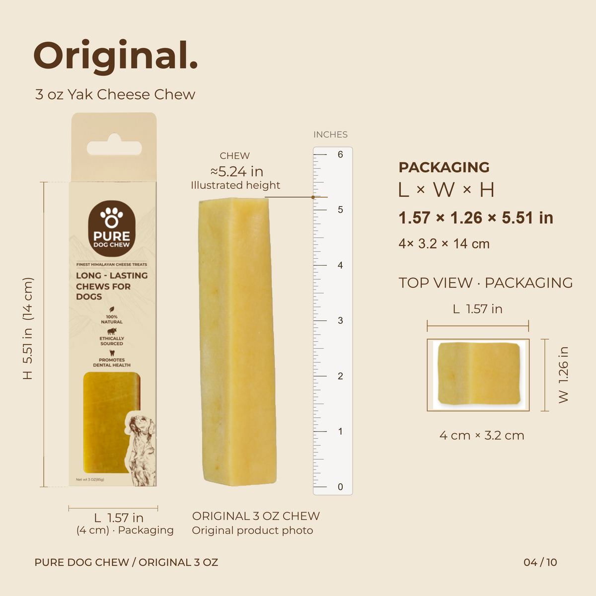 Pure Dog Chew Original Himalayan Yak Cheese Chew - 3 oz