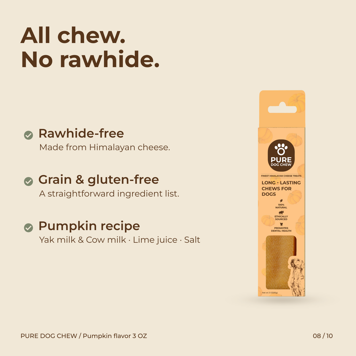 Pumpkin Himalayan Yak Cheese Dog Chew – 3 oz