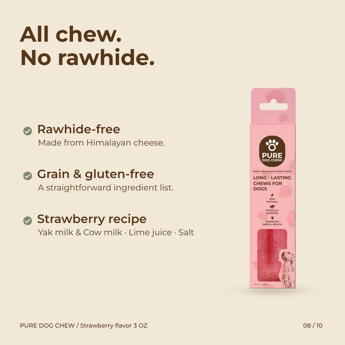 Strawberry Himalayan Yak Cheese Dog Chew – 3 oz