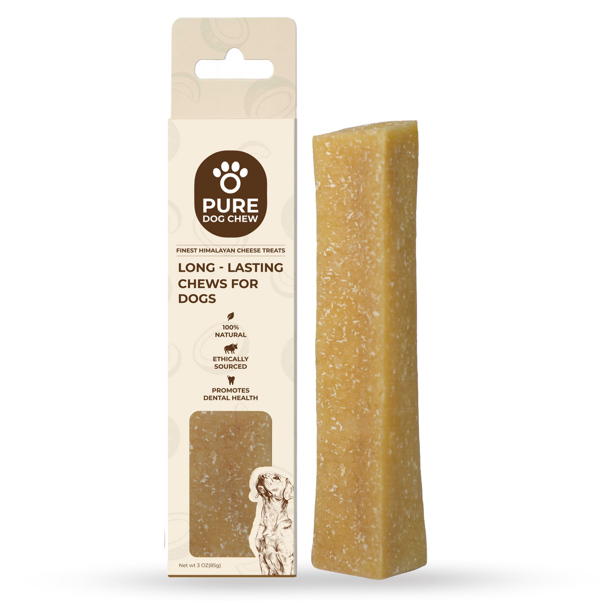 Coconut Himalayan yak cheese dog chew package, 3 oz