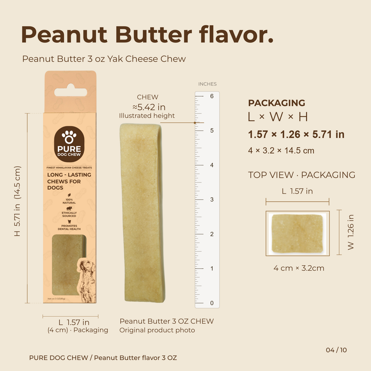 Peanut Butter Himalayan Yak Cheese Dog Chew – 3 oz